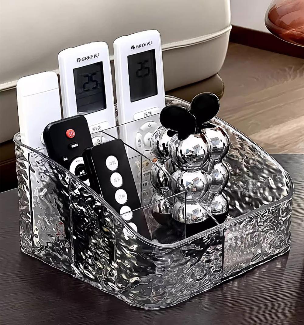 5 Grid Acrylic Remote and Cosmetic Organizer Makeup Storage Box