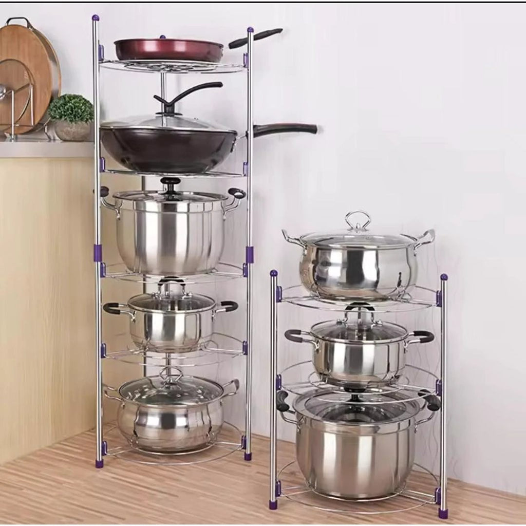 5 Layer Pot and Pan Rack Stainless Steel & Plastic Kitchen organiser Kitchen Organizers