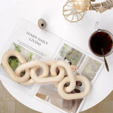 5 Link Wood Knot Rustic Decorative Accents Hand Carved Pine Link Decor Black Wood Chain for Coffee Table