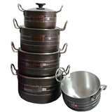 5 Piece Antique Copper Casserole Set with Lids | Stainless Steel Core | Sizes 20-28 cm | Elegant Kitchen Cookware