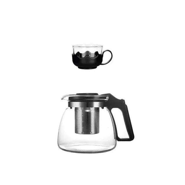 5 Piece Transparent Heat Resistant Glass Infuser Tea Set | 4 Cups & 1 Teapot Tableware Tea Sets