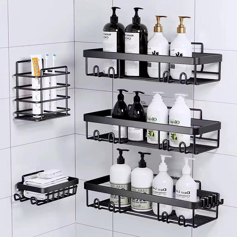 5-Piece Wall-Mounted Shower Caddy Set – Rustproof Carbon Steel Bathroom Organizer | Strong Adhesive Bathroom organiser Wall-Mounted Caddies