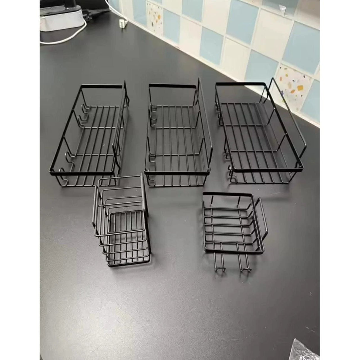 5-Piece Wall-Mounted Shower Caddy Set – Rustproof Carbon Steel Bathroom Organizer | Strong Adhesive Bathroom organiser Wall-Mounted Caddies