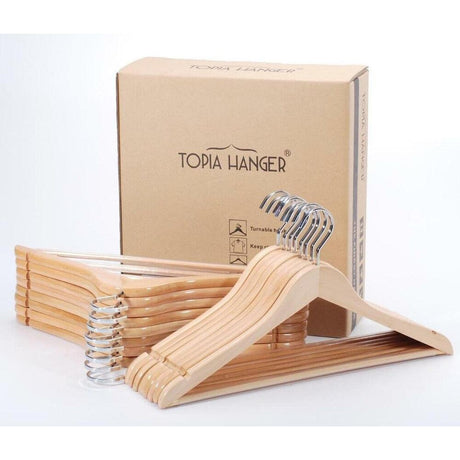 5 Piece Wooden Hangers Space Saving Clothes & Pants Organizer