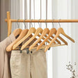 5 Piece Wooden Hangers Space Saving Clothes & Pants Organizer