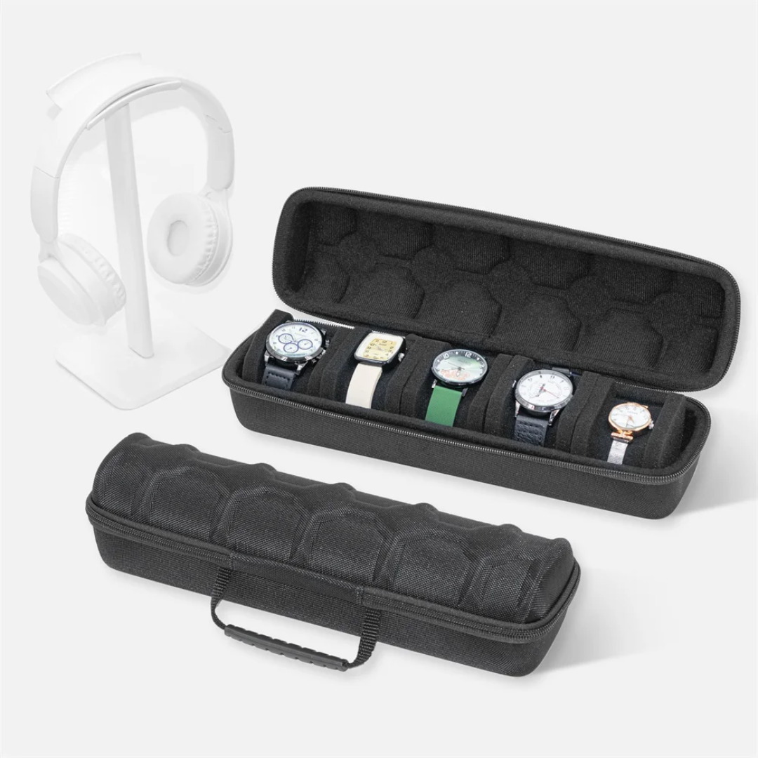 5-Slot Portable Watch Organizer with Water Resistant EVA Material