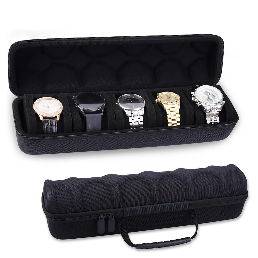 5-Slot Portable Watch Organizer with Water Resistant EVA Material