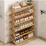 5-Tier Foldable Bamboo Shoe Rack – Multipurpose Storage and Display Stand
