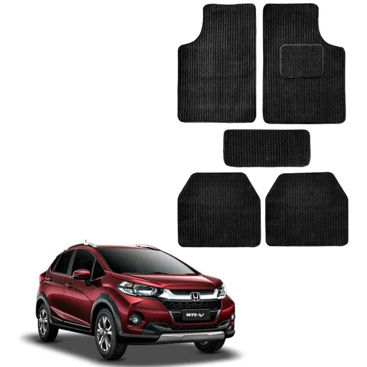5 in 1 AutoCars Black Front & Rear Lining Fabric Car Floor Mats
