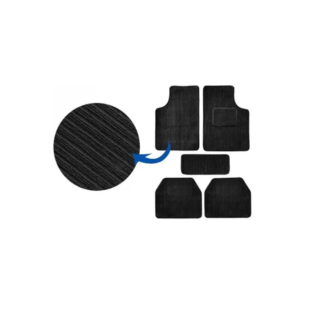 5 in 1 AutoCars Black Front & Rear Lining Fabric Car Floor Mats