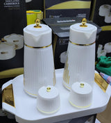 5 in 1 Quality Breakfast Set with Flasks Sugar Canisters and Tray