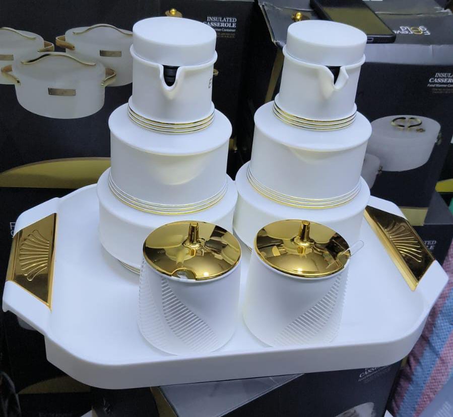 5 in 1 Quality Breakfast Set with Flasks Sugar Canisters and Tray