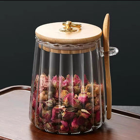 500ml Glass Storage Jar with Bamboo Lid and Spoon Glass storage jar Storage & Organization
