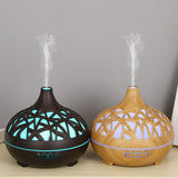 500ml High Quality Wood Light Cool Mist Ultrasonic Electric Smart Home Fragrance Oil Essential Aroma Diffuser | Humidifier/Diffuser with Remote Control | Starry Sky Design