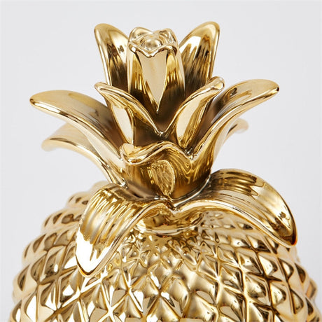 Pineapple Ceramic Cannister with Green Leaf 16x17x12cm, Decorative Storage Jar- Furaha Finds Kenya