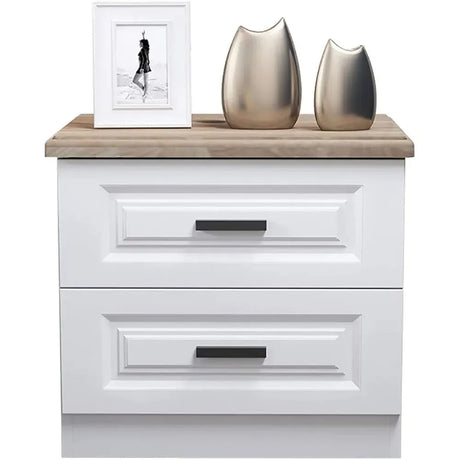 Nordic Luxury Double Drawer Bedside Cabinet – 50x45x35cm, White with Large Capacity Storage