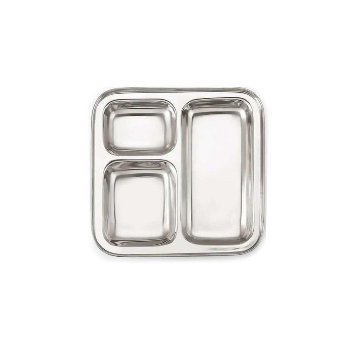 Signature 24 Piece Square Stainless Steel Pav Bhaji Plates Set | 21x21 cm Partitioned Plates | Durable & Stackable