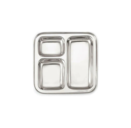 Signature 24 Piece Square Stainless Steel Pav Bhaji Plates Set | 21x21 cm Partitioned Plates | Durable & Stackable- Furaha Finds Kenya