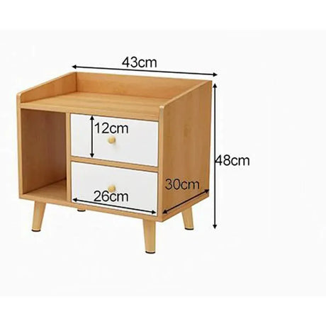 Modern Wooden Nightstand Minimalist Bedside Table with Solid Wood Legs (43 x 30 x 48cm), Stylish & Practical End Side Table for Home Furniture