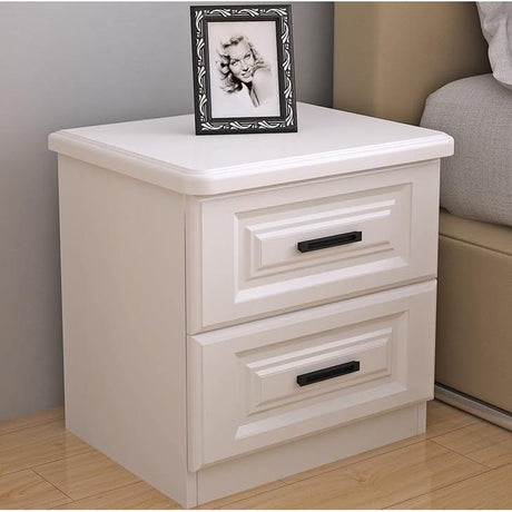 Nordic Luxury Double Drawer Bedside Cabinet – 50x45x35cm, White with Large Capacity Storage