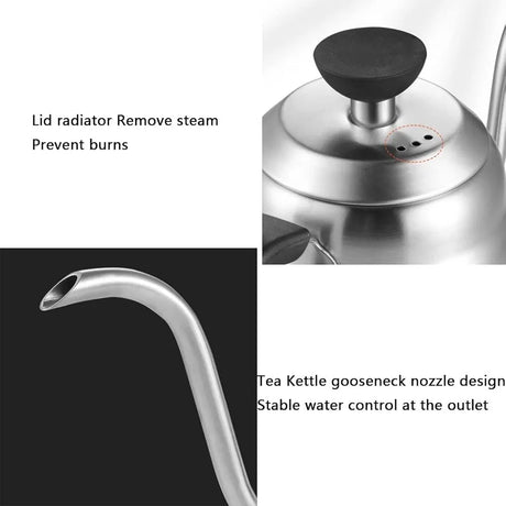 High Quality Stainless Steel 1000ml Capacity Gooseneck Drip Coffee Kettle with Heat-resistant Plastic Handle | Works on All Stovetops- Furaha Finds Kenya
