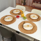 6-Piece Woven Round Placemats – High-Quality Heat-Resistant Table Mats (38cm, Beige & Brown)
