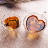 Heart-Shaped 250ml Double Wall Borosilicate Coffee Mugs – Insulated Glass Set