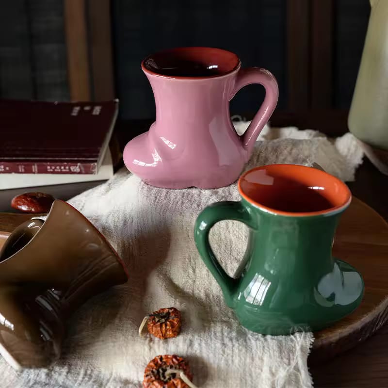 Ceramic Boot Cup Set – 6-Piece Stylish Decorative Drinkware