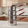 REDBERRY Premium Aluminium Sufurias 8 Piece Set 12cm to 19cm Heavy Duty Polish Kitchen & Dining Cookware Sets