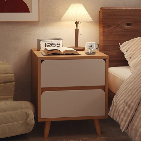 Modern Wooden Bedside Cabinet – Minimalist Nightstand with Storage