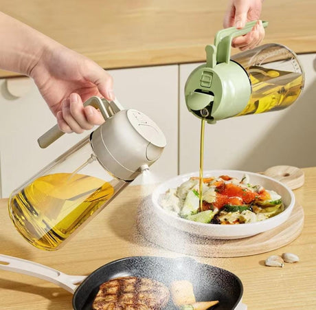 2-in-1 Oil Dispenser & Sprayer Jar – 600ml (White, Black, Green)- Furaha Finds Kenya