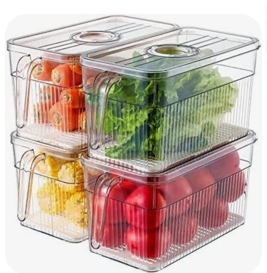 5L Clear Acrylic Fridge Storage Container with Built-in Draining Board
