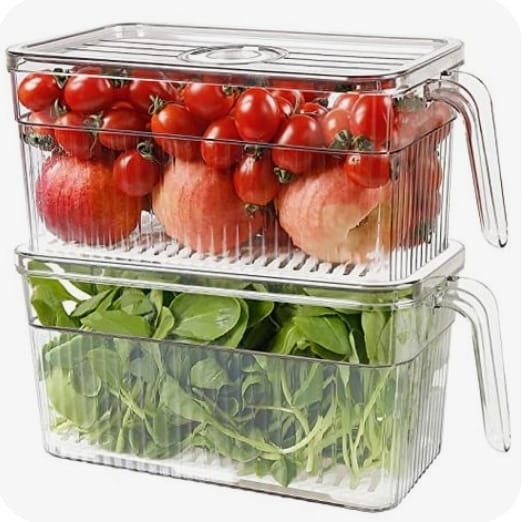 5L Clear Acrylic Fridge Storage Container with Built-in Draining Board