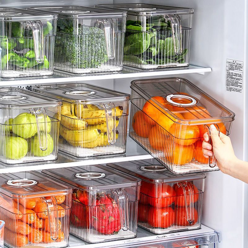 5L Clear Acrylic Fridge Storage Container with Built-in Draining Board