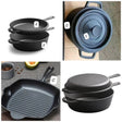 5pcs Heavy-Duty Cast Iron Cooking, Baking & Serving Set Black Finish Only Cookware Sets