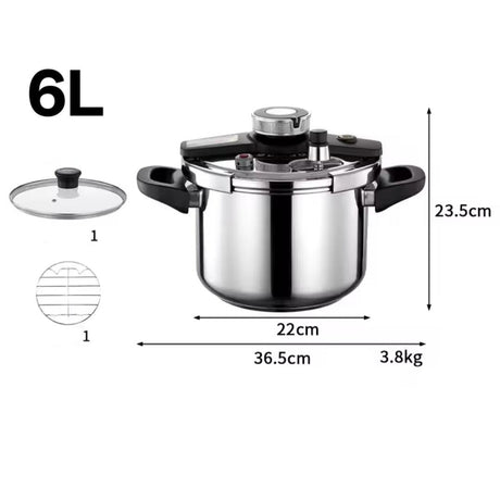6 Litre Pressure Cooker Safe and Versatile with Nonstick Coating