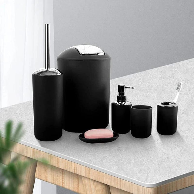 6 Piece Bathroom Accessories Set | Stylish & Functional Organization | Soap Dish, Trash Can, Toilet Brush & More Bathroom Accessories Bathroom Accessories