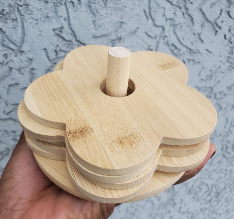 6 Piece Set Heat insulation Bamboo Coasters.