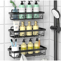 6-Piece Set Shower Caddy Organizer Shelf | Rustproof Stainless Steel Bathroom Organizer with Adhesive - No Drill, Large Capacity Storage Bathroom Storage Shower Caddies