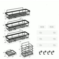 6-Piece Set Shower Caddy Organizer Shelf | Rustproof Stainless Steel Bathroom Organizer with Adhesive - No Drill, Large Capacity Storage Bathroom Storage Shower Caddies