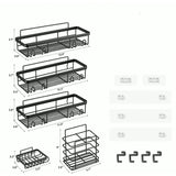 6-Piece Set Shower Caddy Organizer Shelf | Rustproof Stainless Steel Bathroom Organizer with Adhesive - No Drill, Large Capacity Storage Bathroom Storage Shower Caddies