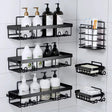 6-Piece Set Shower Caddy Organizer Shelf | Rustproof Stainless Steel Bathroom Organizer with Adhesive - No Drill, Large Capacity Storage Bathroom Storage Shower Caddies