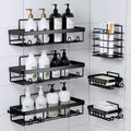 6-Piece Set Shower Caddy Organizer Shelf | Rustproof Stainless Steel Bathroom Organizer with Adhesive - No Drill, Large Capacity Storage Bathroom Storage Shower Caddies