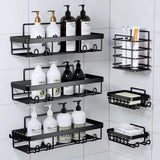 6-Piece Set Shower Caddy Organizer Shelf | Rustproof Stainless Steel Bathroom Organizer with Adhesive - No Drill, Large Capacity Storage Bathroom Storage Shower Caddies