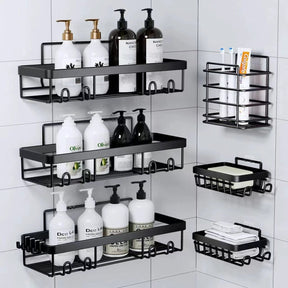 6-Piece Set Shower Caddy Organizer Shelf | Rustproof Stainless Steel Bathroom Organizer with Adhesive - No Drill, Large Capacity Storage Bathroom Storage Shower Caddies