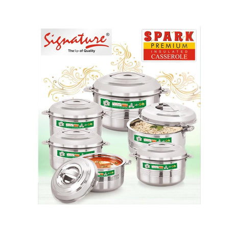 6 Piece Spark Premium Stainless Steel Hotpots Set (1500ml, 2500ml, 3500ml, 5000ml, 7500ml, 10000ml)