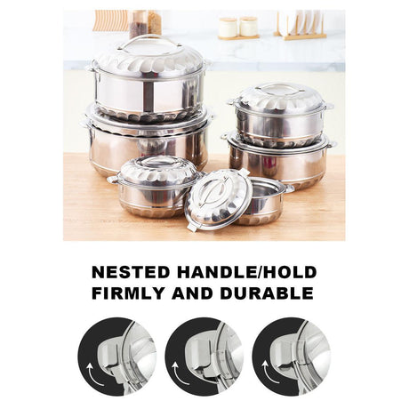 6 Piece Tall Boy Premium Stainless Steel Hotpots Set (1500ml, 2500ml, 3500ml, 5000ml, 7500ml, 10000ml)