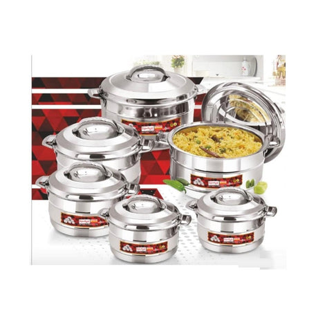 6 Piece Victoria Premium Stainless Steel Hotpots Set (1500ml, 2500ml, 3500ml, 5000ml, 7500ml, 10000ml)