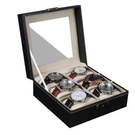 6 Slot Watch Organizer Secure Storage Box with Lock and Key Watch accessories Watches