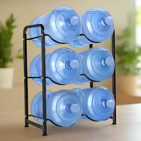 6 Water Bottle Holder Rack Heavy Duty Carbon Steel Space Saving Organizer